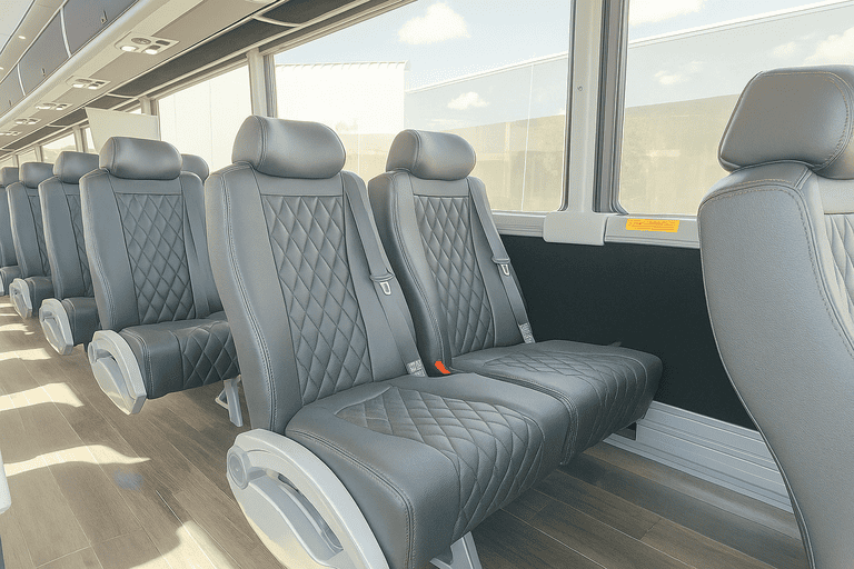 interior of Fullerton Shuttle Bus Rentals charter bus